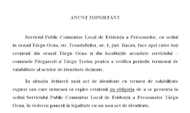 ANUNT IMPORTANT